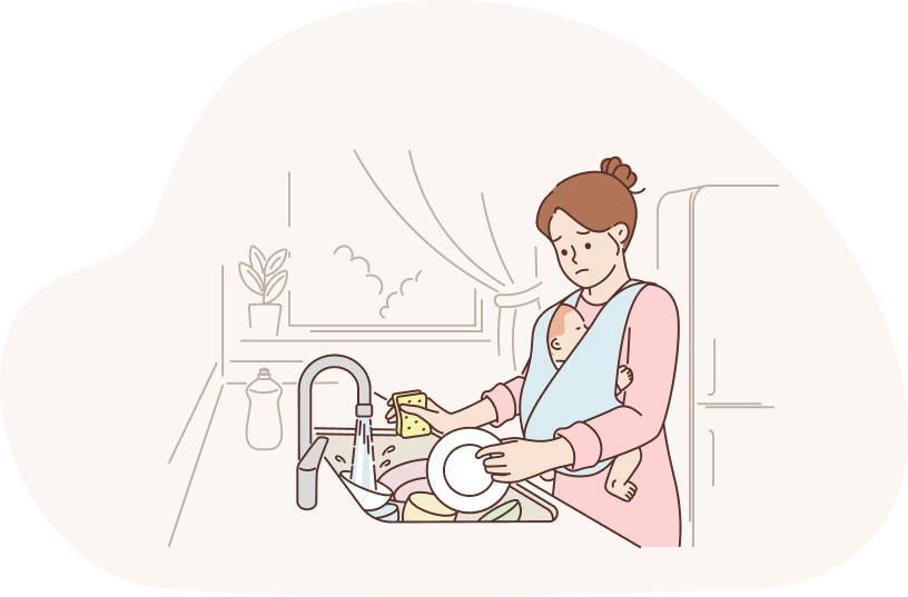 주방에서 설거지하는 동안에도 아이가 언제 깰지 몰라 신경쓰여 일에 집중할 수 없나요?
